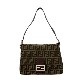 FENDI Zucca FF pattern leather and canvas semi-shoulder bag, brown, 26566