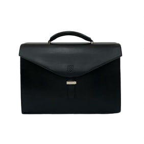 LOEWE Anagram Logo Embossed Leather Business Briefcase Tote Bag Men's Black 20444
