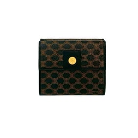 Unused Celine Macadam Blason Triomphe Leather Tri-fold Mini Wallet in Black and Brown (29898)