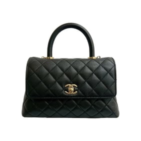 Unused CHANEL Coco Handle XS Matelasse Caviar Leather 2-Way Shoulder Handbag in Black 1369a