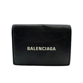 BALENCIAGA 594312 Compact Wallet Everyday Tri-fold Black