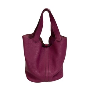 HERMES Picotin Lock MM Taurillon Clemence Leather Handbag for Women, Purple