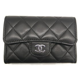 CHANEL Matelasse Lambskin Card Holder Business Case Black A80799