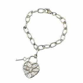 Tiffany Filigree Heart Key Bracelet for Women, SV925, 16.6g, Silver, 044703