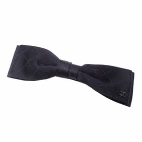 Chanel Ribbon Barrette for Women, Black, Silk Hair, Coco Mark, 19V