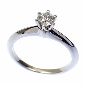 Tiffany Solitaire Diamond Ring for Women, Pt950, Size 8, 0.24ct, 3.5g, Platinum, Single