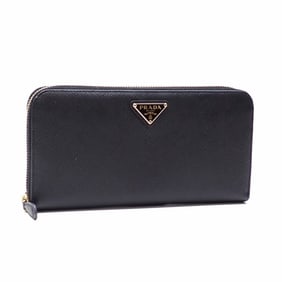 Prada Women's Round Long Wallet in Nero Saffiano Leather (1Ml506)