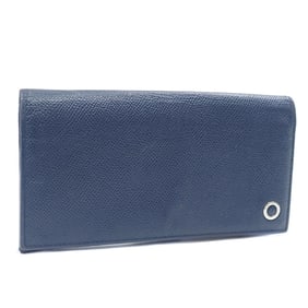 Bvlgari two-piece long wallet for men, navy blue leather.