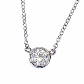 Tiffany By the Yard Necklace for Women, Diamond, Pt950, 2.6g, Platinum, Single Diamond