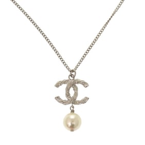 Chanel Coco Mark B15V Fake Pearl Metal Silver Necklace 0653CHANEL