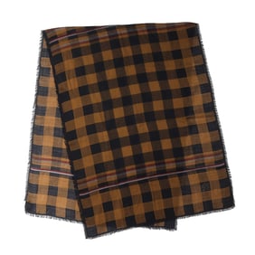 LOUIS VUITTON Louis Vuitton Masai Check Wool/Silk Large Stole Brown Black