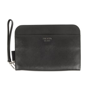 PRADA Prada Bag Saffiano Leather Clutch (2VF019 2FAD) Organizer Case Black