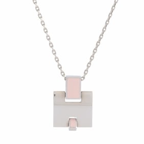 Hermes Irene Necklace Pendant ST0157 Metal Pink Silver Women's H HERMES