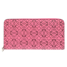 Like new LOEWE Anagram 261850 Leather Pink Round Long Wallet 0943LOEWE