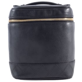 Chanel Bicolor Vanity Bag Handbag A01619 Lambskin Black Women's Pouch CHANEL