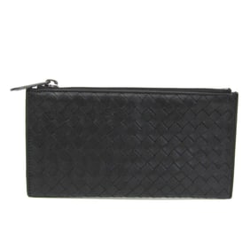 Bottega Veneta Intrecciato Men's Leather Long Bill Wallet (bi-fold) Black