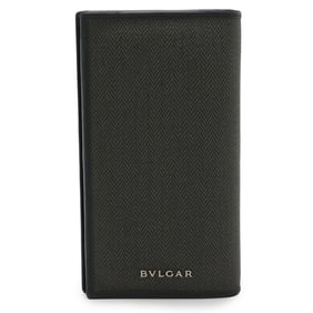 BVLGARI Bvlgari Weekend Bi-fold Long Wallet PVC Leather Gray Black 32582