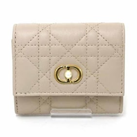 Christian Dior Dior Jolie Hibiscus Wallet Cannage Lambskin Tri-fold S3105UNJB Beige F-04677