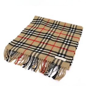 Burberry Check Scarf 100% Cashmere Nova Beige F-04382