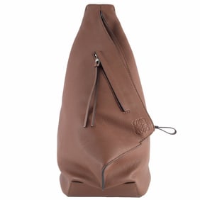 LOEWE Anton Sling Body Bag Waist 317.12AA75 Calf Leather Brown Men's