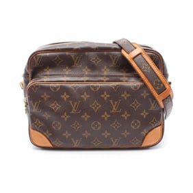 Louis Vuitton Nile Shoulder Bag Coated Canvas Leather Monogram Women's Brown M45244