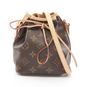 Louis Vuitton Nano Noe Shoulder Bag Coated Canvas Leather Monogram Women's Brown M41346