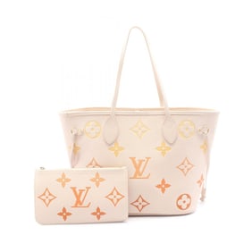 Louis Vuitton Neverfull MM Shoulder Bag Leather Monogram Empreinte Women's Ivory Orange Yellow