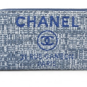 Chanel Wallet Bi-fold CHANEL A81973 Coco Mark Deauville Blue Tweed