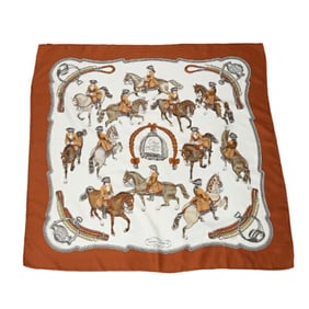 HERMES Kare90 Horseback REPRISE Hermes Brown Scarf