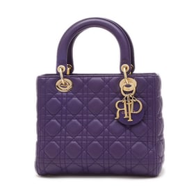 Christian Dior Dior Lady Cannage 2WAY Bag Medium Lambskin Purple