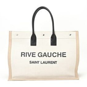 Saint Laurent Rive Gauche Tote Bag 499290 Canvas White Linen S-156104