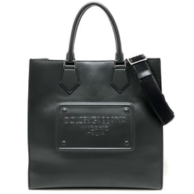 DOLCE&GABBANA Dolce & Gabbana Logo Embossed Bag 2WAY Handbag Shoulder Square Tote Leather Men's