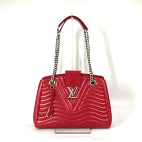 LOUIS VUITTON M51497 New Wave Chain Tote Shoulder Bag W Leather Women's Red