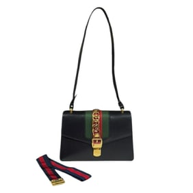Gucci Sylvie Shoulder Bag Leather 4211882 Black Women's GUCCI