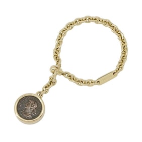 BVLGARI Keychain Charm Monete Ancient Coin 18KYG Yellow Gold