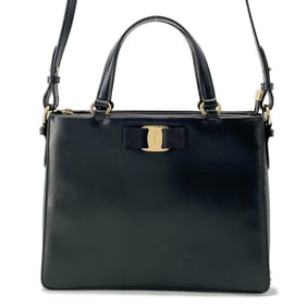 Salvatore Ferragamo Ferragamo Shoulder Bag Vara Leather 2way Handbag Black