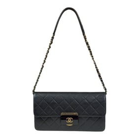 Chanel Matelasse Shoulder Bag Leather Black Women's CHANEL Chain