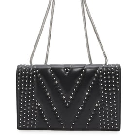 MCM Chain Shoulder Bag Studs Leather 2way Black
