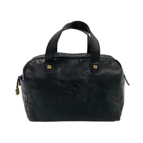 LOEWE Anagram Logo Embossed Leather Genuine Handbag, Mini Boston Bag, Tote Black 19946