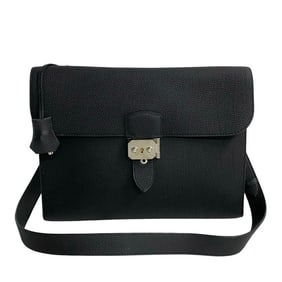 HERMES Sac Adepeche 29 Taurillon Clemence Leather Shoulder Bag in Black (38155)