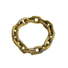HERMES Vendôme Silver 800 Vermeil Chain Bracelet, Gold, 473-2
