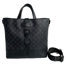 LOUIS VUITTON Saumur Tote Monogram Eclipse Leather 2-Way Shoulder Bag/Tote Bag, Black, 202-9