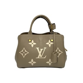 LOUIS VUITTON Monogram Empreinte Louis Vuitton Montaigne BB Leather Handbag Tote Bag Beige 90824