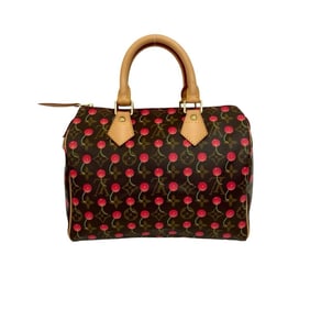 LOUIS VUITTON Speedy 25 Monogram Cherry Leather Handbag/Boston Bag in Collaboration with Takashi