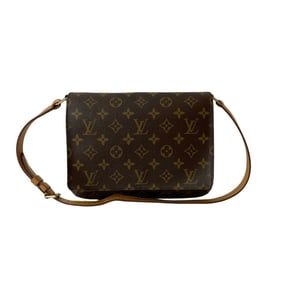 LOUIS VUITTON Musette Tango Monogram Leather Semi-One Shoulder Bag in Brown (25575)