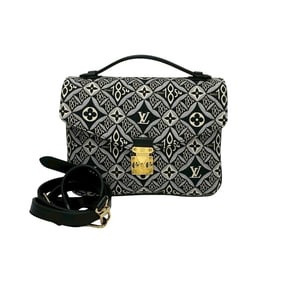 LOUIS VUITTON Metis Monogram Jacquard Leather Pochette, 2-Way Shoulder/Handbag, Black, 14703