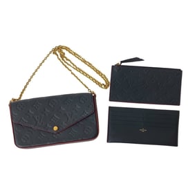 LOUIS VUITTON Pochette Felicie Monogram Empreinte Leather Shoulder Bag, Navy, 69862