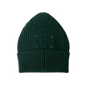 MAISON MARGIELA 4-Stitch Wool Knit Cap/Beanie, Size Small, Dark Green, 09597