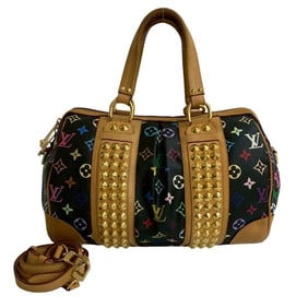 LOUIS VUITTON Courtney MM Monogram Multicolor Leather 2-Way Handbag/Shoulder Bag, Noir, 34222
