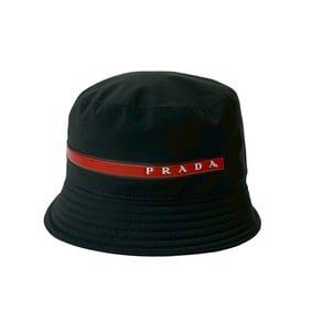PRADA SPORTS Prada Logo Cotton Bucket Hat, Size L, Men's, Black, 84155